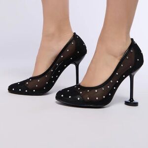 AZALEA WANG EVIAN MESH EMBELLISHED
ROUND TOE PUMP